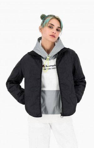 Champion Allover C Logo Zip-Up Polstrované Jacket Bundy Damske Čierne | 5263-TOAJN