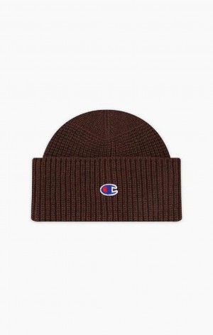 Champion C Logo Patch Beanie Hat Klobuky Panske Hnede | 4602-XOZWR