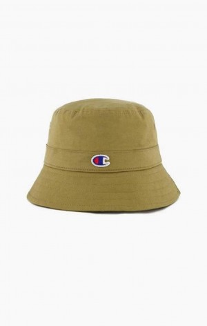 Champion C Logo Patch Bucket Hat Klobuky Panske Olivovo Zelená Zelene | 6419-LXRBA