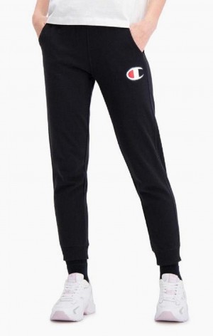 Champion C Logo Rebrovaný Cuffed Joggers Jogger Nohavice Damske Čierne | 2341-XROCF