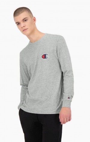 Champion C Long Sleeve Jersey Top Tricko Panske Svetlo Siva | 8075-FRGBT