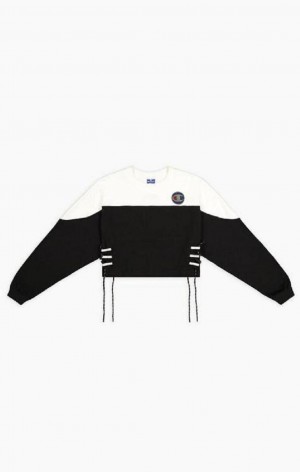 Champion Cipkovane Up Side Colour Block Copped Sweatshirt Mikiny Damske Čierne Biele | 8625-AFYES