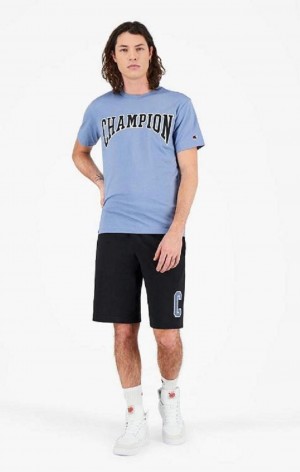 Champion Collegiate C Logo Shorts Kratasy Panske Čierne | 3710-ULIHO