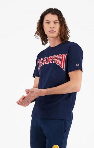 Champion Collegiate Logo T-Shirt Tricko Panske Tmavo Tyrkysové | 4371-SVHUL