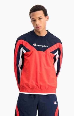 Champion Colour Block And Stripe Tracking Sweatshirt Mikiny Panske Červené | 7152-VXRCN