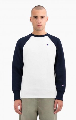 Champion Colour Block Reverse Weave Sweatshirt Mikiny Panske Biele | 4869-DOIVC