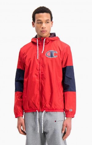 Champion Colour Block Sleeve C Logo Jacket Bundy Panske Červené | 6051-QPBYW