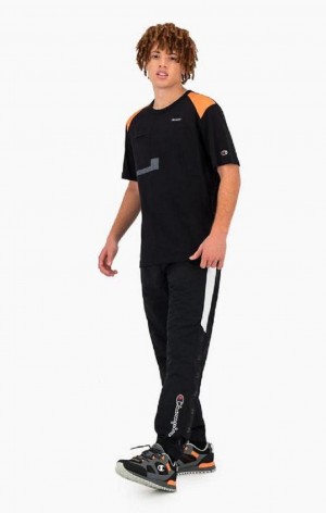 Champion Colour Block Tracking Pants Jogger Nohavice Panske Čierne | 0397-ZJNDR