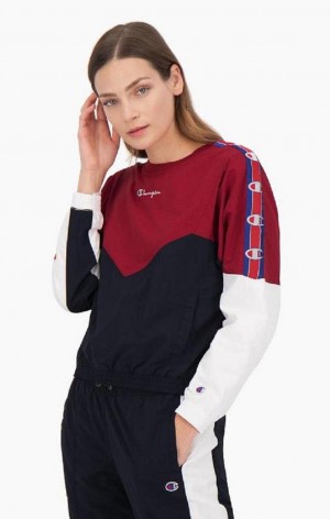 Champion Colour Block Tracking Sweatshirt Mikiny Damske Bordove | 7548-OXKED