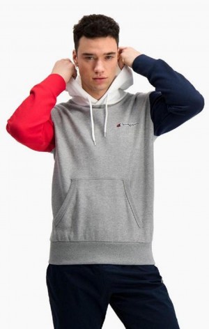 Champion Contrast Colour Block Sleeve Hoodie Mikina s Kapucnou Panske Tmavo Siva | 4297-XYRNW