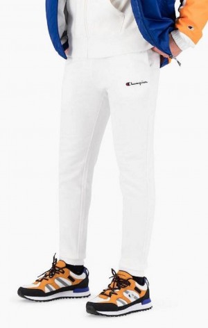 Champion Cuffed Script Logo Joggers Jogger Nohavice Panske Biele | 8154-DNAWT