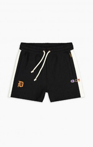 Champion Detroit MLB High Pásom Reverse Weave Shorts Kratasy Damske Čierne | 2401-ZJDAP