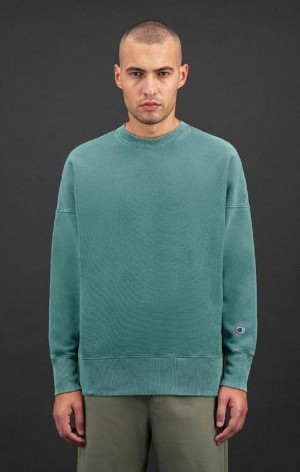 Champion Drop Shoulder Reverse Weave Sweatshirt Mikiny Panske Zelene | 2683-ABWVM