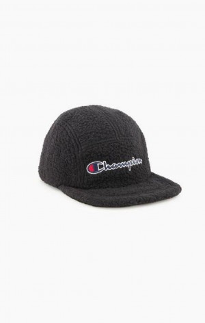 Champion Embroidered Script logo Teddy Baseball Cap Klobuky Panske Čierne | 3845-KTXDW