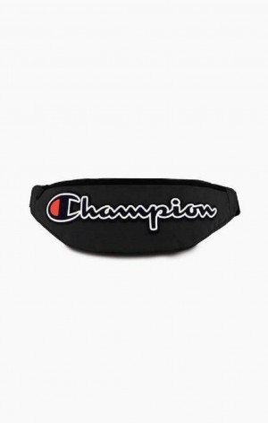 Champion Felt Script Logo Air Mesh Belt Bag Tasky Panske Čierne | 9358-XDMSA