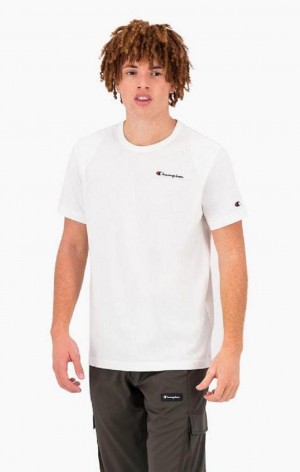 Champion Grafika Logo Print Polstrované Insert T-Shirt Tricko Panske Biele | 5708-XVJBL