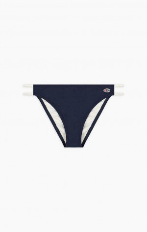 Champion Grafika Stripe Double Remienkove Bikiny Bottoms Plavky Damske Tmavo Modre | 8042-WLPXC