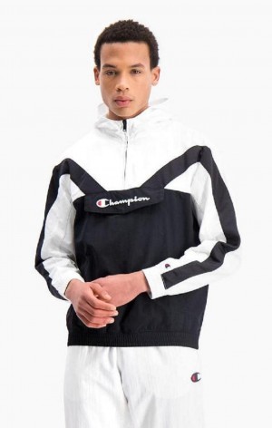 Champion Half Zip-Up Colour Block S Kapucňou Tracking Jacket Mikina s Kapucnou Panske Čierne | 6519-QKPIF