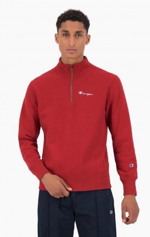 Champion Half Zip-Up Reverse Weave Sweatshirt Mikiny Panske Bordove | 8034-RTHVP