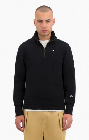 Champion Half Zip-Up Reverse Weave Sweatshirt Mikiny Panske Čierne | 8794-WKRLC