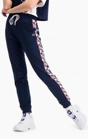 Champion Jacquard Logo Tape Joggers Jogger Nohavice Damske Tmavo Tyrkysové | 1409-XJSHD