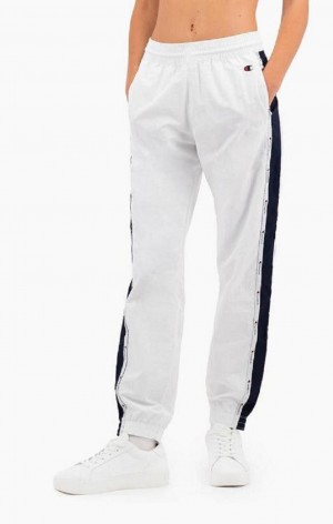 Champion Jacquard Logo Tape Tracking Pants Jogger Nohavice Damske Biele | 3914-LUWGF