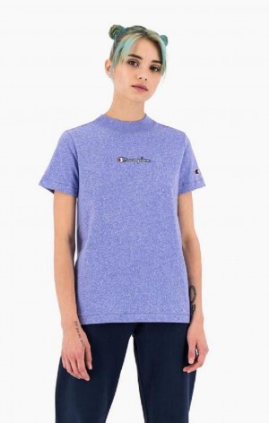 Champion Jaspé Script Logo T-Shirt Tricko Damske Modre | 6807-TNHKJ