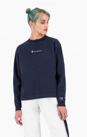 Champion Long Sleeve Bavlnene Fleece T-Shirt Tricko Damske Tmavo Tyrkysové | 0954-MVAWH