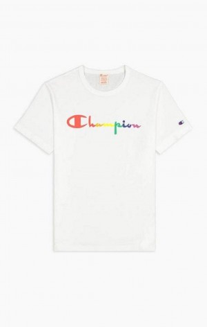 Champion PRIDE Crew Neck T-Shirt Tricko Panske Biele | 7983-QEJXN