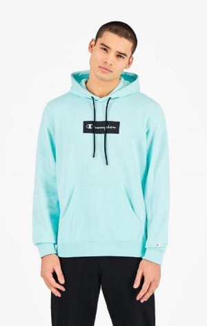 Champion Pastel Box Script Logo Hoodie Mikina s Kapucnou Panske Svetlo Modre | 4580-UICMQ