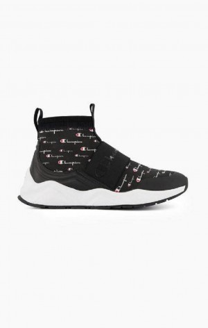 Champion Rally Script Logo Sock Runner Trainers Tenisky Damske Čierne | 4823-TRVLZ