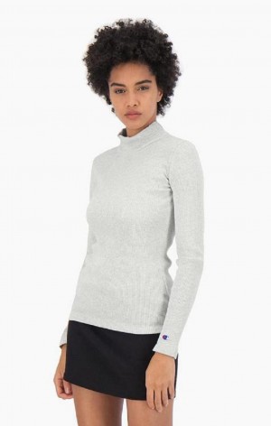 Champion Rebrovaný Polo Neck Top Tricko Damske Svetlo Siva | 5304-DGIEQ