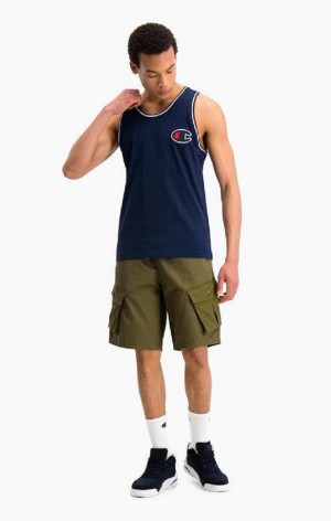 Champion Satin C Logo Tank Top Tricko Panske Tmavo Modre | 4503-LDWOF