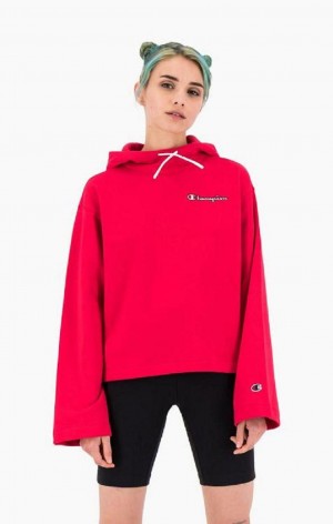 Champion Satin Stitch Script Logo Hoodie Mikina s Kapucnou Damske Červené | 8357-FITRW