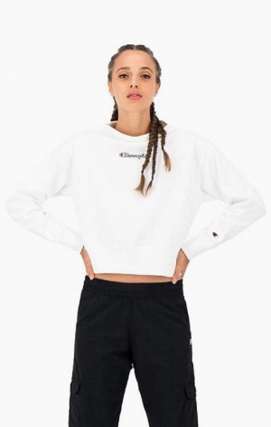 Champion Satin Stitch Script Logo Sweatshirt Mikiny Damske Biele | 7480-TROUX