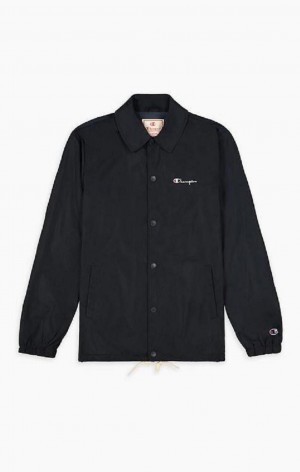 Champion Script Logo Coach Jacket Bundy Panske Tmavo Modre | 3629-EXAUC