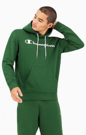 Champion Script Logo Fleece Hoodie Mikina s Kapucnou Panske Svetlo Zelene | 5361-JTWSP