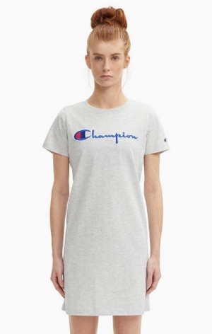 Champion Script Logo Midi T-Shirt Saty Saty Damske Svetlo Siva | 0847-BXRGL