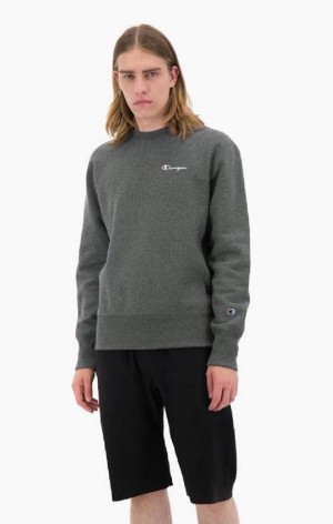 Champion Script Logo Reverse Weave Sweatshirt Mikiny Panske Tmavo Siva | 6182-EHKOM