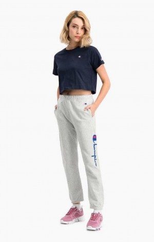 Champion Script Logo Stretch Reverse Weave Joggers Jogger Nohavice Damske Biele | 7536-SOBWF