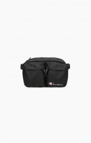 Champion Script Logo Zip Belt Bag Tasky Panske Čierne | 5137-MWKVH