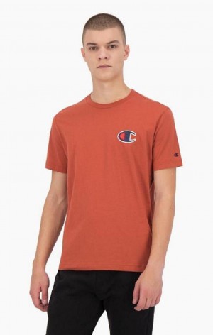 Champion Semisove C Logo Crew Neck T-Shirt Tricko Panske Oranžové | 4302-ROXZP