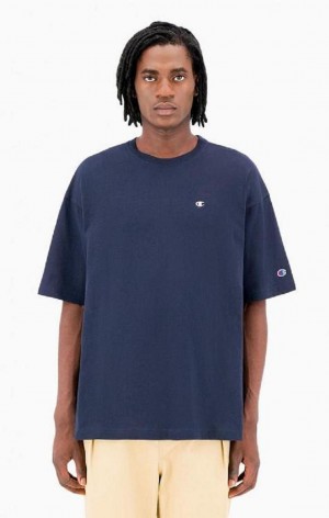 Champion Small C Logo T-Shirt Tricko Panske Tmavo Modre | 0521-CRBVU