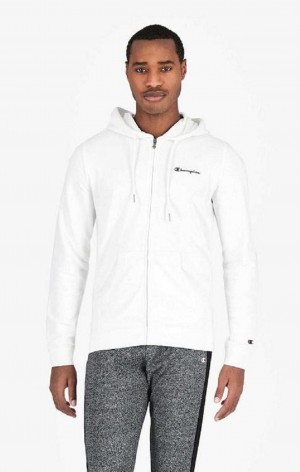 Champion Small Script Logo Hoodie Mikina s Kapucnou Panske Biele | 2109-EGZCH