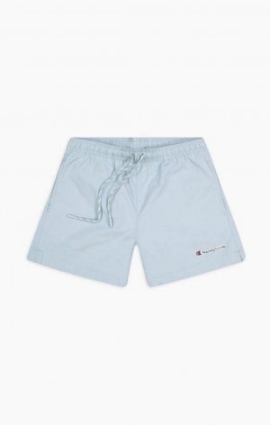 Champion Small Script Logo Pastel Swim Shorts Plavky Panske Svetlo Modre | 4210-OWLYE