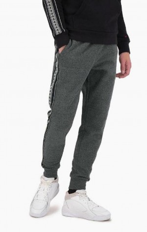 Champion Stripe C Logo Tape Bavlnene Terry Joggers Jogger Nohavice Panske Tmavo Siva | 6359-KHWYL