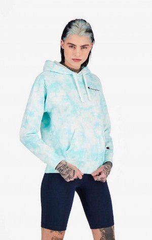 Champion Tie Dye Digitálny Print Hoodie Mikina s Kapucnou Damske Svetlo Modre | 2876-FUMYK