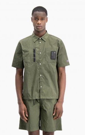 Champion Utility Kratke Sleeve Ripstop Shirt Tricko Panske Zelene | 4139-HOPMV