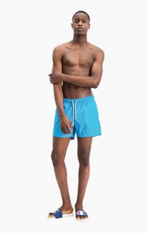 Champion Vody Reacting Script Logo Print Swim Shorts Plavky Panske Modre | 0317-CEWZD