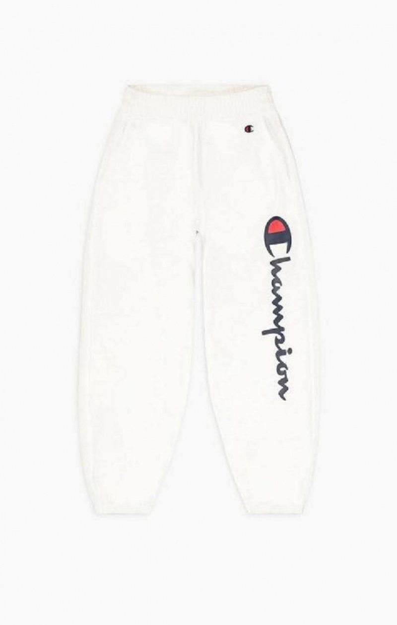 Champion All-over Script Logo Print Tracking Pants Jogger Nohavice Damske Biele | 6085-NJQEU